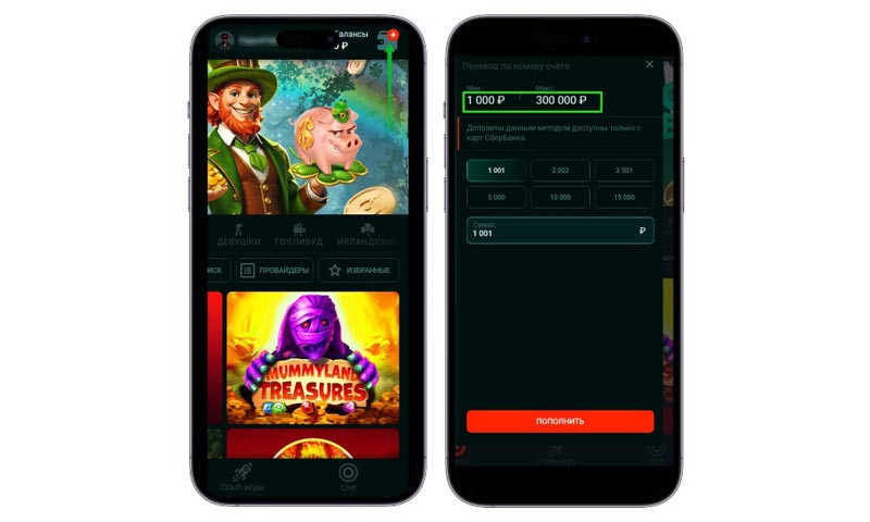 Страница для пополнения баланса